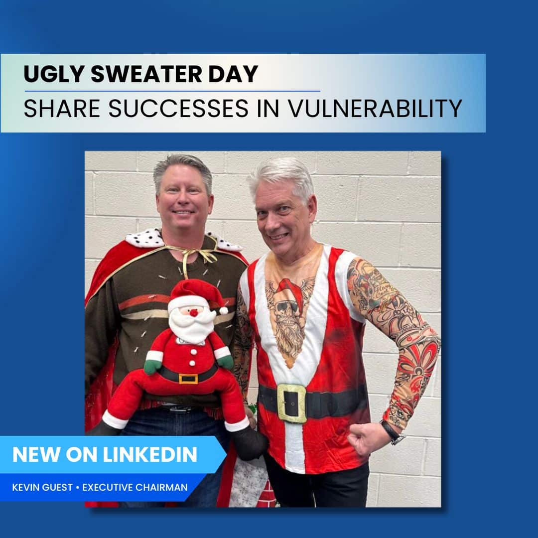 Kevin Guest and Jim Brown in Ugly Holiday Sweaters | 2024 The Year of Connection